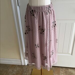 Chic Lavender Embroidered Midi Skirt